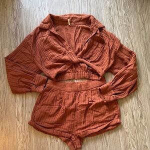 Free People Rust Two-Piece Set